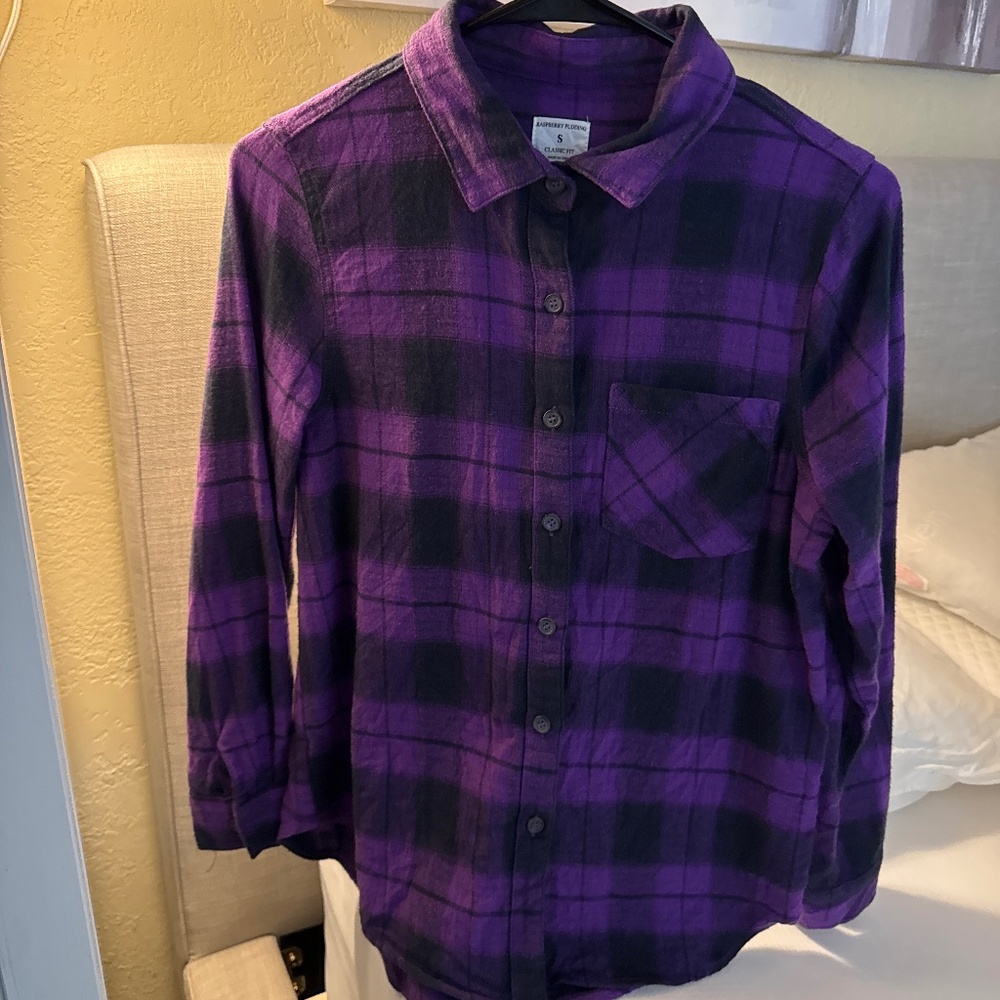 A New Day Purple & Black Plaid Flannel Shirt – Size S